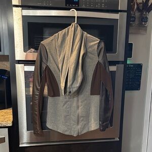 VENUS Gray and Brown Leather Jacket
